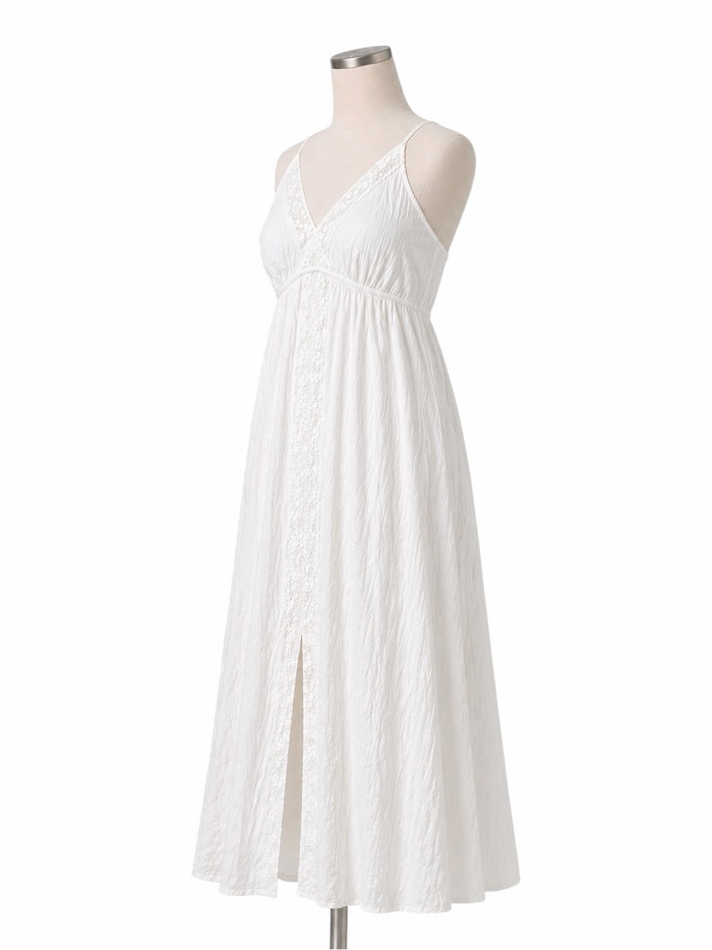 WallFlower Gauze Maxi Dress Crochet Trim Spaghetti Strap Flowy Sundress White XL - Picture 3 of 12